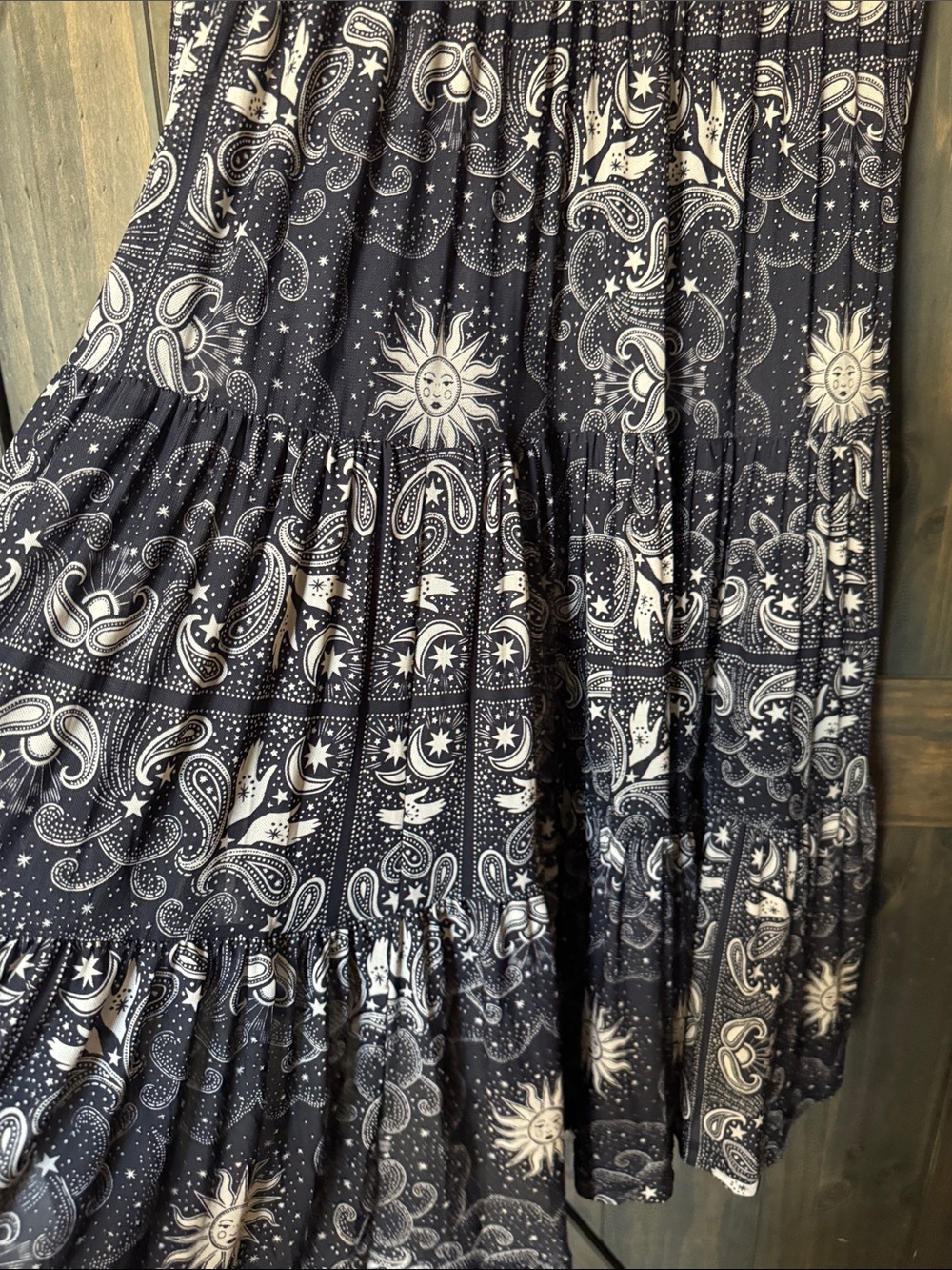 Johnny Was Paisley Celestial Tiered Sheer Midi Dress - Picture 6 of 7